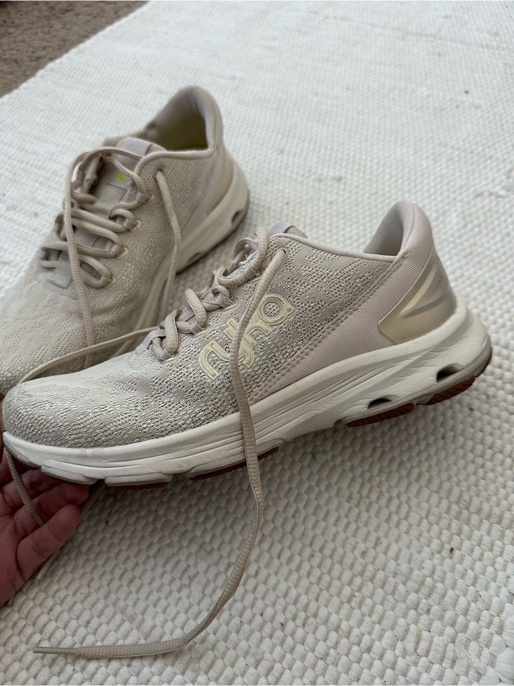 Ryka Women's Neutral Beige Knit Athletic Sneakers
